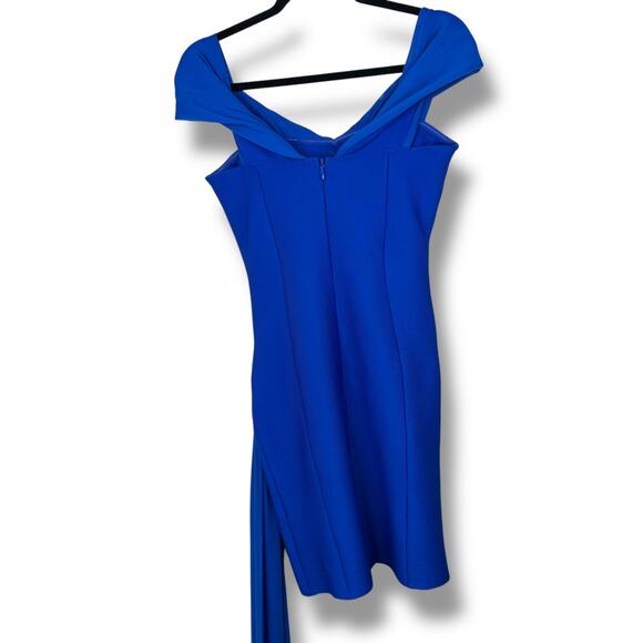 Elliatt NWT Rochelle Royal Blue Off-Shoulder Sash Draped Mini Gown Dress Small - Picture 9 of 11